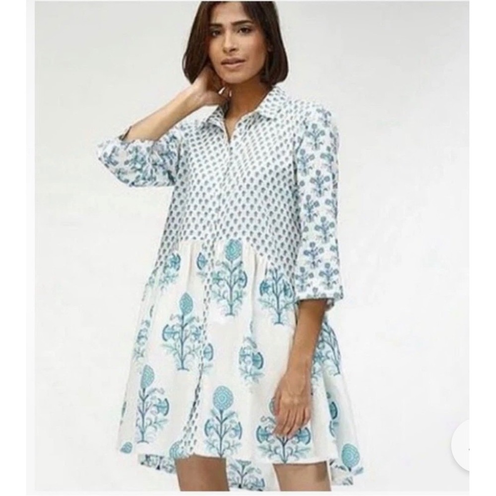 TUKERNUCK RO'S GARDEN SZ M. TURQUOISE DEAUVILLE SHORT DRESS - Picture 4 of 10